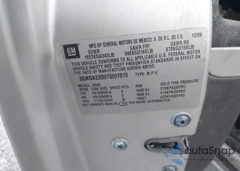 2007 Chevrolet Hhr Lt from USA, damaged, VIN 3GNDA23D97S597619